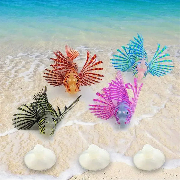 Planet Gates Aquarium Artificial Luminous Lionfish Fish Tank Landscape Silicone Fake Fish Floating Glow In Dark Ornament Home Decoration