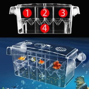Planet Gates Aquarium Breeding Incubator Isolation Box Double Layer 4 Rooms Transparent Acrylic Self-Floating Fish Hatchery Box Fish Tank