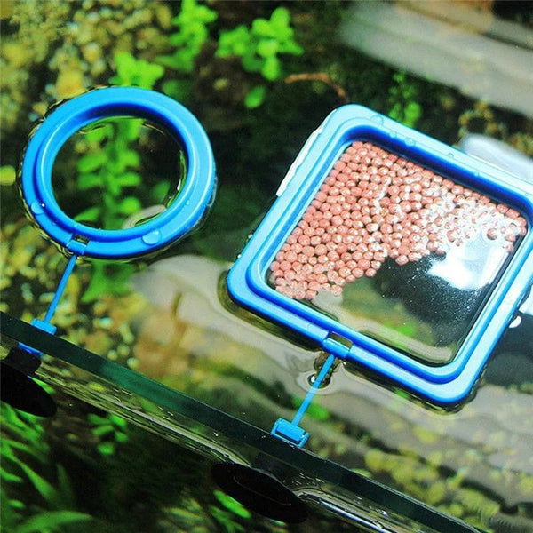 Planet Gates Aquarium Feeding Ring Fish Tank Station Floating Food Tray Feeder Square Circle Accessory Portable Fish Food Feeder Suction Cup