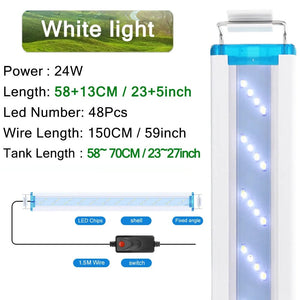 Planet Gates Aquarium LED Light Super Slim Fish Tank Aquatic Plant Grow Lighting Waterproof Bright Clip Lamp Blue LED 18-58cm for Fish Tank