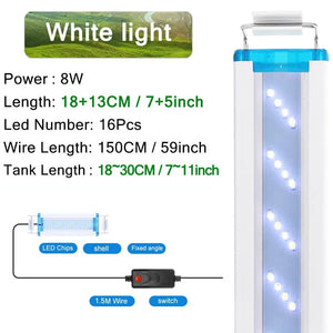 Planet Gates Aquarium LED Light Super Slim Fish Tank Aquatic Plant Grow Lighting Waterproof Bright Clip Lamp Blue LED 18-58cm for Fish Tank
