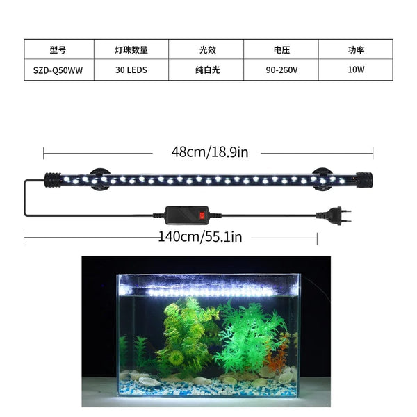 Planet Gates Aquarium Light LED Plant Grow Lamp Waterproof Fish Tank Light 18-58CM Underwater Aquariums Decor Lighting 90-260V 5730chip