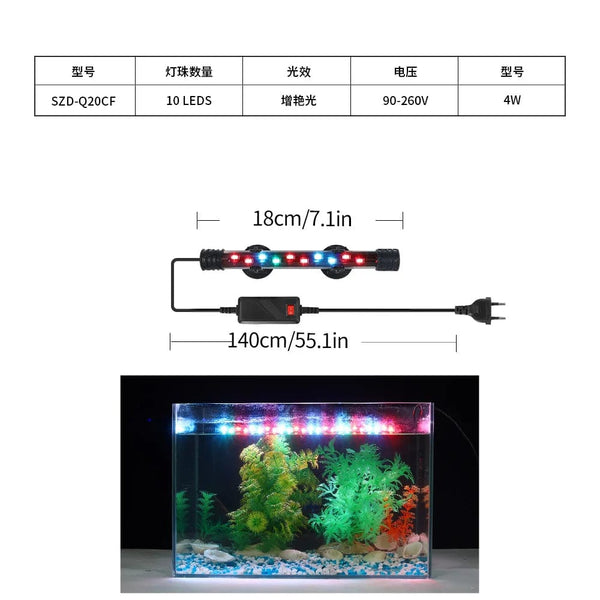Planet Gates Aquarium Light LED Plant Grow Lamp Waterproof Fish Tank Light 18-58CM Underwater Aquariums Decor Lighting 90-260V 5730chip