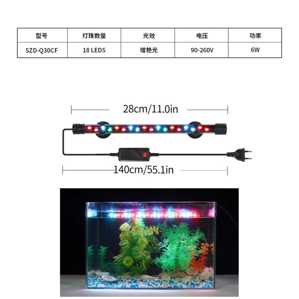 Planet Gates Aquarium Light LED Plant Grow Lamp Waterproof Fish Tank Light 18-58CM Underwater Aquariums Decor Lighting 90-260V 5730chip