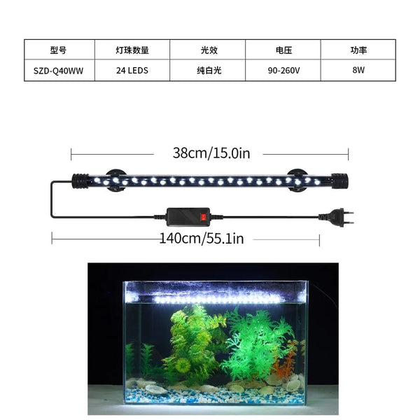 Planet Gates Aquarium Light LED Plant Grow Lamp Waterproof Fish Tank Light 18-58CM Underwater Aquariums Decor Lighting 90-260V 5730chip