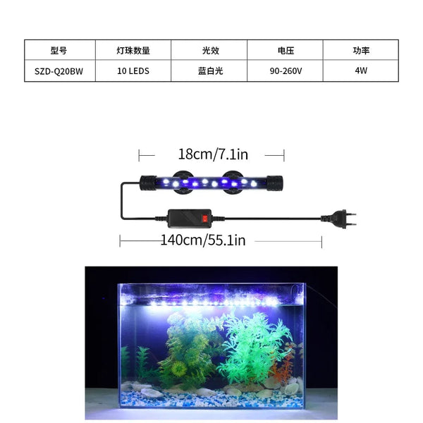 Planet Gates Aquarium Light LED Plant Grow Lamp Waterproof Fish Tank Light 18-58CM Underwater Aquariums Decor Lighting 90-260V 5730chip