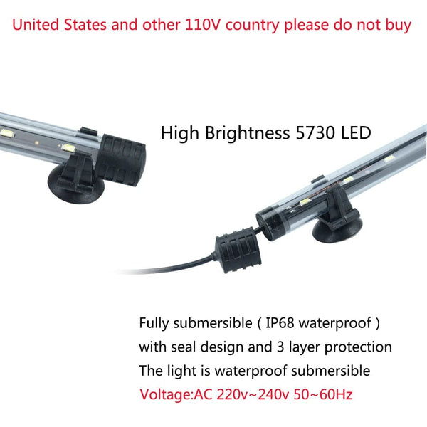 Planet Gates Aquarium Light LED Waterproof Fish Tank Light Underwater Fish Lamp Aquariums Decor Lighting Plant Lamp 18-58CM 220-240V 5730chip