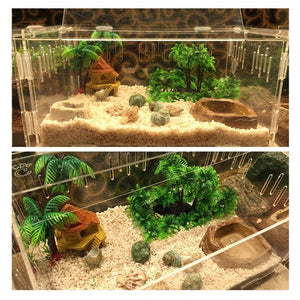 Planet Gates Aquarium Plants Plastic Artificial Fish Tank Decorations Aquatic Plants Underwater Green Grass Coconut Trees with Base