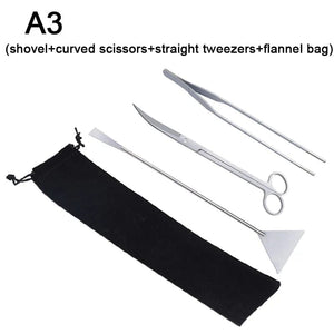 Planet Gates Aquarium Tools Set Scissor Tweezers Plants Wave Scissors Grass Stainless Cleaning Tools Fish Tank Shovels Aquarium Accessories
