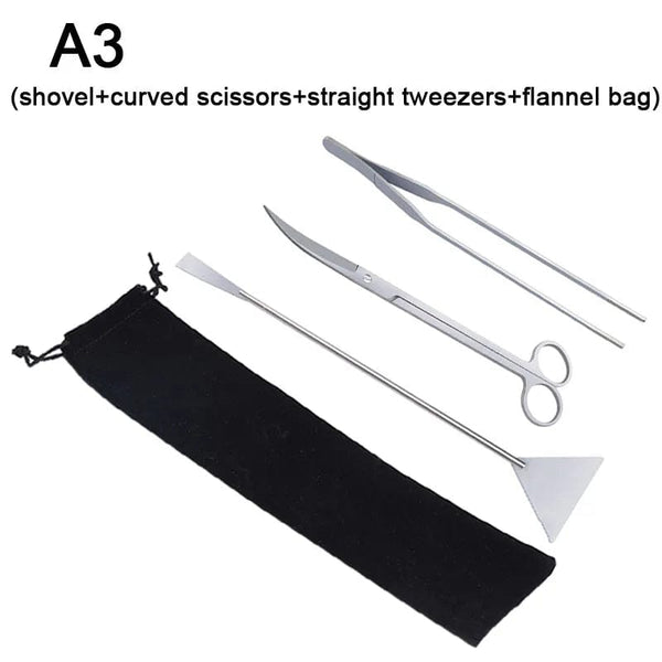 Planet Gates Aquarium Tools Set Scissor Tweezers Plants Wave Scissors Grass Stainless Cleaning Tools Fish Tank Shovels Aquarium Accessories