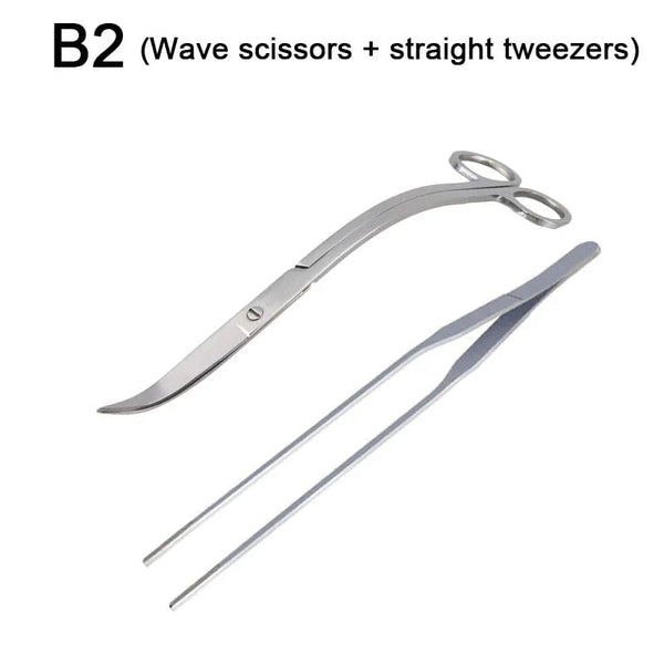 Planet Gates Aquarium Tools Set Scissor Tweezers Plants Wave Scissors Grass Stainless Cleaning Tools Fish Tank Shovels Aquarium Accessories