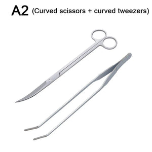 Planet Gates Aquarium Tools Set Scissor Tweezers Plants Wave Scissors Grass Stainless Cleaning Tools Fish Tank Shovels Aquarium Accessories