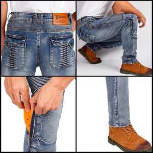 Planet Gates aramid Motorcycle Pants Moto Jeans Men Motocross Pants + protectors protections