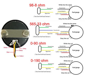 Planet Gates army green 2" 52mm 12V/24V Fuel Level Gauge Car Motorcycle Universal Fuel Level Meter Gauge Electronic LED Ultra Thin Auto Benzine Meter