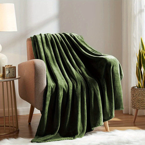 Planet Gates Army Green / 27.56"L×39.37"W(70cm×100cm) 1pc Solid Color Flannel Blanket, Warm Cozy Soft Bed Blanket For Couch Bed Sofa