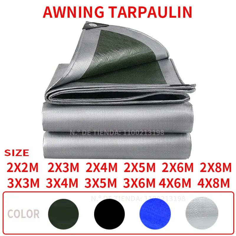 Planet Gates Army green silver / 3x3m 0.32m waterproof PE tarpaulin garden tarpaulin plant boat car cargo awning shade cloth pet roof cover blue black silver awning