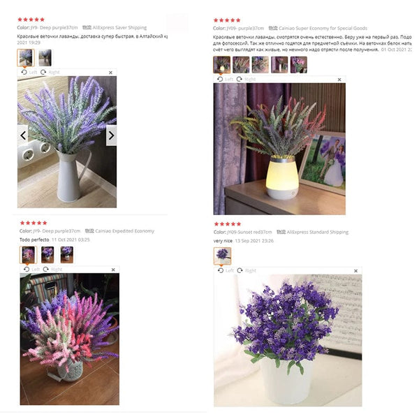 Planet Gates Artificial Flowers Flocked Plastic Lavender Bundle Fake Plants Wedding Bridle Bouquet Indoor Outdoor Home Kitchen Office Table