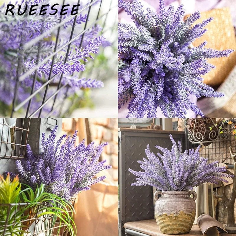 Planet Gates Artificial Flowers Flocked Plastic Lavender Bundle Fake Plants Wedding Bridle Bouquet Indoor Outdoor Home Kitchen Office Table