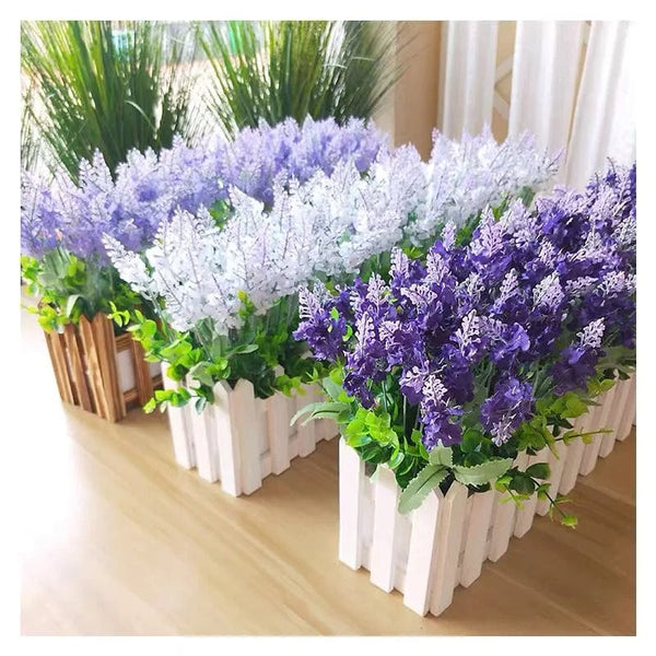 Planet Gates Artificial Flowers Flocked Plastic Lavender Bundle Fake Plants Wedding Bridle Bouquet Indoor Outdoor Home Kitchen Office Table