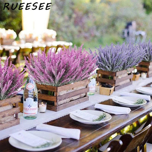 Planet Gates Artificial Flowers Flocked Plastic Lavender Bundle Fake Plants Wedding Bridle Bouquet Indoor Outdoor Home Kitchen Office Table