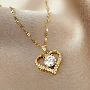 Planet Gates Artificial Gems Heart Pendant Necklace for women 2022 Golden Stainless Steel Lips Neck Chain Female Necklaces Jewelry for Girl