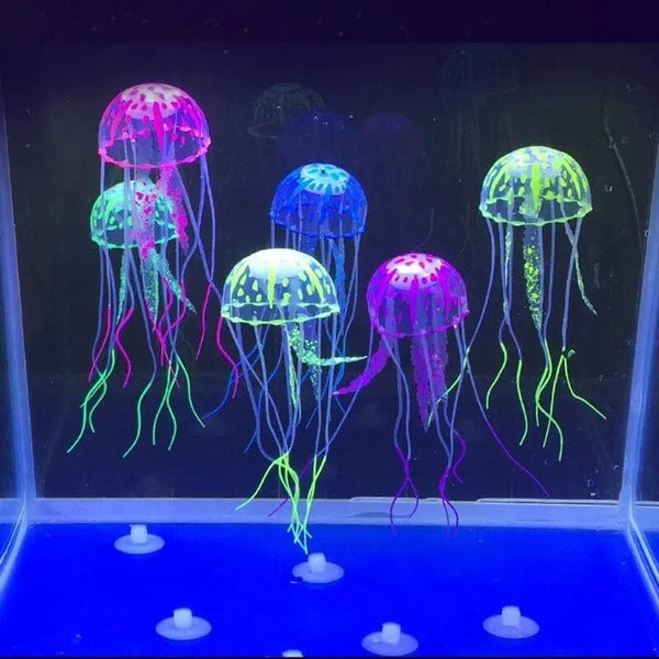 Planet Gates Artificial Jellyfish Fluorescent Transparent Floating Simulated Jellyfish Landscape Fish Tank Fish Pet Decorations Supplies