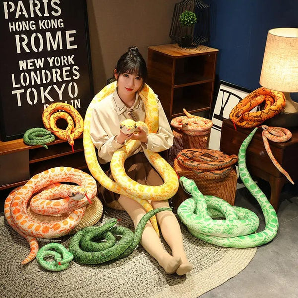 Planet Gates Artificial Python Plush Toy Long Snake Yellow Orange Green Python Plush Toy Decorate The House Holiday Decorations