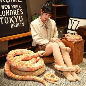 Planet Gates Artificial Python Plush Toy Long Snake Yellow Orange Green Python Plush Toy Decorate The House Holiday Decorations