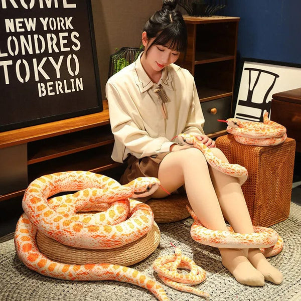 Planet Gates Artificial Python Plush Toy Long Snake Yellow Orange Green Python Plush Toy Decorate The House Holiday Decorations