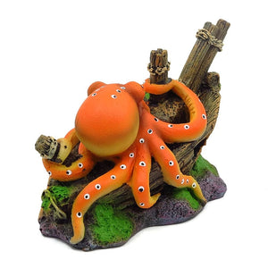 Planet Gates Artificial Sink Boat Octopus Aquarium Decoration Octopus Ornaments Fish Tanks Micro Landscape Accessories Submarine Crafts Resin