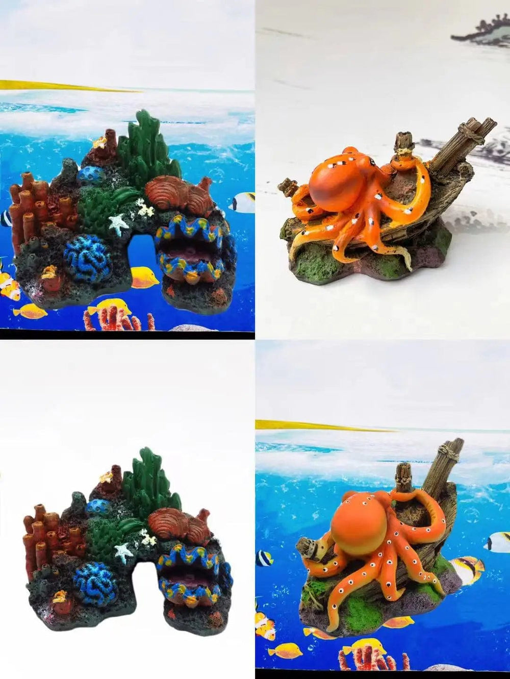 Planet Gates Artificial Sink Boat Octopus Aquarium Decoration Octopus Ornaments Fish Tanks Micro Landscape Accessories Submarine Crafts Resin