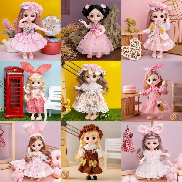 Planet Gates as pic 34 / 16-17cm Mini 16cm BJd Doll 13 Movable Joint Girl Doll 3D Big Eyes 1/12 Fashion Princess Doll DIY Dress Up Toy Doll With Clothes Gift
