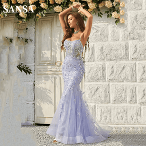 Planet Gates as pic / Custom size / CHINA Sansa Lavender Sexy Backless Mermaid Prom Dress Spaghetti Strap vestidos de fiesta Lace Embroidery Tulle Evening Dress 2024