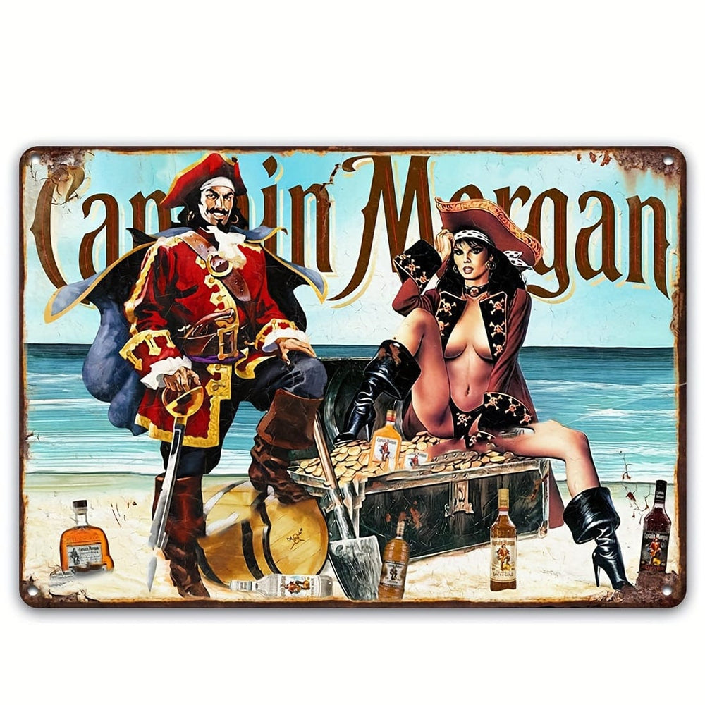Planet Gates As Picture 1pc Captain & Lady Morgan Signs, Metal Tin Plaque, Vintage Pub Tiki Bar Home Cafe Wall Beer Retro Club Sign, Funny Retro Art Wall Plaques Decoration, 20.32cm X 30.48cm