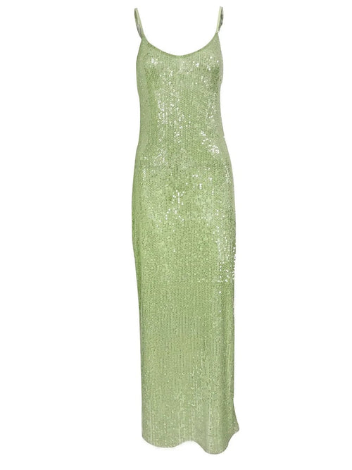 Planet Gates As picture / L Luxury Sequins Backless High Slit Evening Long Dress 2024 Elegant WomenSleeveless High Waist Tunic Bodycon Holiday Party Dresses