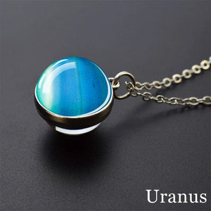 Planet Gates As show 4 Solar System Universe Space Moon Sun Earth Planet Necklaces Two-sided Glass Ball Pendant Nebula Necklace Women Men Jewelry Gift