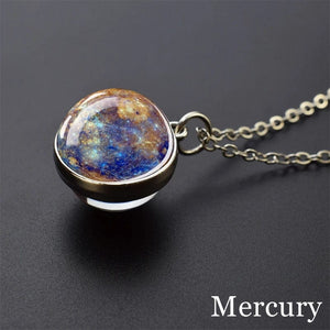 Planet Gates As show 4 Solar System Universe Space Moon Sun Earth Planet Necklaces Two-sided Glass Ball Pendant Nebula Necklace Women Men Jewelry Gift
