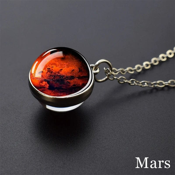 Planet Gates As show 4 Solar System Universe Space Moon Sun Earth Planet Necklaces Two-sided Glass Ball Pendant Nebula Necklace Women Men Jewelry Gift