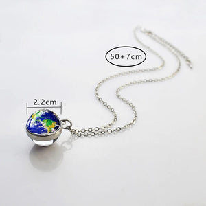 Planet Gates As show 4 Solar System Universe Space Moon Sun Earth Planet Necklaces Two-sided Glass Ball Pendant Nebula Necklace Women Men Jewelry Gift