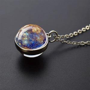 Planet Gates As show 4 Solar System Universe Space Moon Sun Earth Planet Necklaces Two-sided Glass Ball Pendant Nebula Necklace Women Men Jewelry Gift