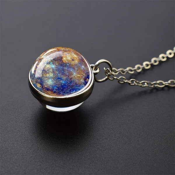 Planet Gates As show 4 Solar System Universe Space Moon Sun Earth Planet Necklaces Two-sided Glass Ball Pendant Nebula Necklace Women Men Jewelry Gift