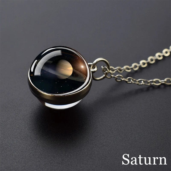 Planet Gates As show 4 Solar System Universe Space Moon Sun Earth Planet Necklaces Two-sided Glass Ball Pendant Nebula Necklace Women Men Jewelry Gift