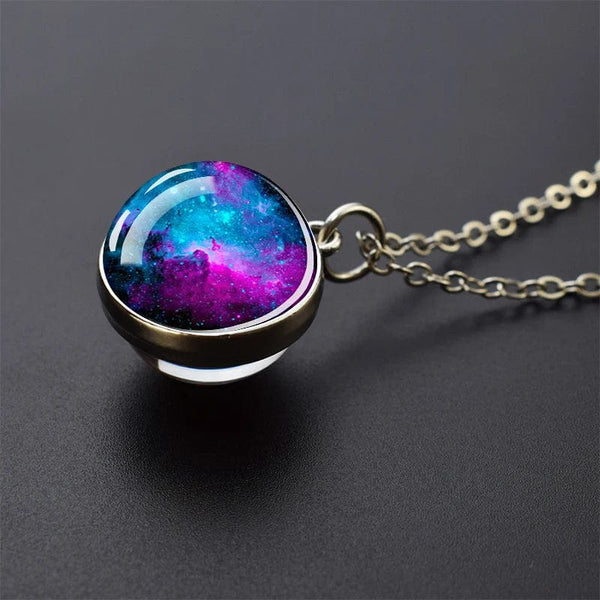 Planet Gates As show 4 Solar System Universe Space Moon Sun Earth Planet Necklaces Two-sided Glass Ball Pendant Nebula Necklace Women Men Jewelry Gift