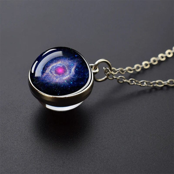 Planet Gates As show 4 Solar System Universe Space Moon Sun Earth Planet Necklaces Two-sided Glass Ball Pendant Nebula Necklace Women Men Jewelry Gift