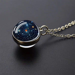 Planet Gates As show 4 Solar System Universe Space Moon Sun Earth Planet Necklaces Two-sided Glass Ball Pendant Nebula Necklace Women Men Jewelry Gift