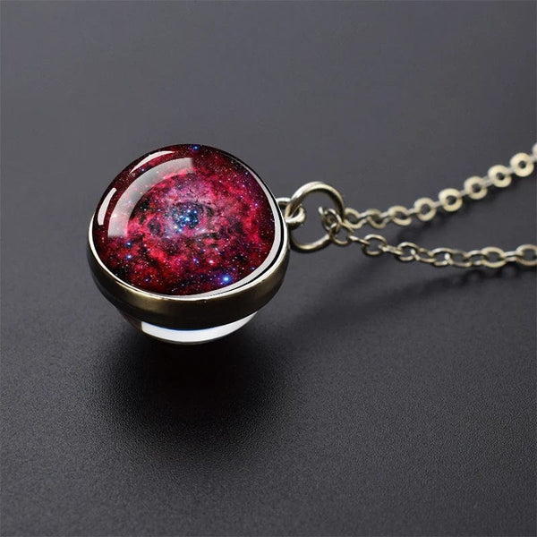 Planet Gates As show 4 Solar System Universe Space Moon Sun Earth Planet Necklaces Two-sided Glass Ball Pendant Nebula Necklace Women Men Jewelry Gift