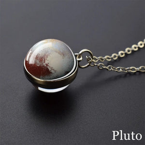 Planet Gates As show 4 Solar System Universe Space Moon Sun Earth Planet Necklaces Two-sided Glass Ball Pendant Nebula Necklace Women Men Jewelry Gift