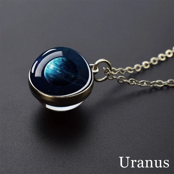 Planet Gates As show 4 Solar System Universe Space Moon Sun Earth Planet Necklaces Two-sided Glass Ball Pendant Nebula Necklace Women Men Jewelry Gift