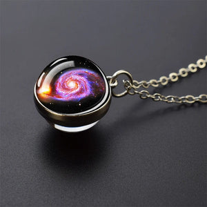Planet Gates As show 4 Solar System Universe Space Moon Sun Earth Planet Necklaces Two-sided Glass Ball Pendant Nebula Necklace Women Men Jewelry Gift