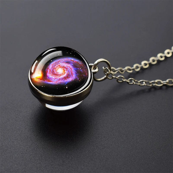 Planet Gates As show 4 Solar System Universe Space Moon Sun Earth Planet Necklaces Two-sided Glass Ball Pendant Nebula Necklace Women Men Jewelry Gift